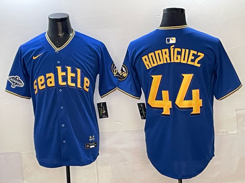 Men 2025 Seattle Mariners #44 Rodriguez Blue City Edition Nike MLB Jersey 36